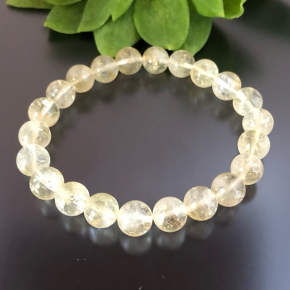 Citrine 8mm Natural Stone Beads Stretchable Bracelet - Picture 3 of 3